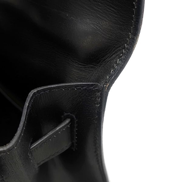 Hermes 2way Bag Kelly 32 Outer Stitch Box Calf Black Gold Hardware Black