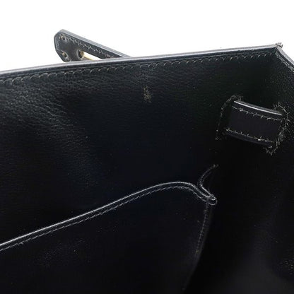 Hermes 2way Bag Kelly 32 Outer Stitch Box Calf Black Gold Hardware Black