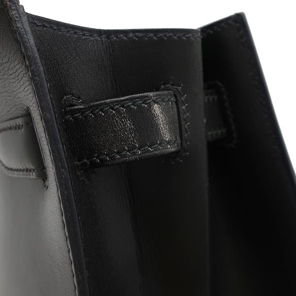 Hermes 2way Bag Kelly 32 Outer Stitch Box Calf Black Gold Hardware Black