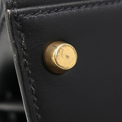 Hermes 2way Bag Kelly 32 Outer Stitch Box Calf Black Gold Hardware Black