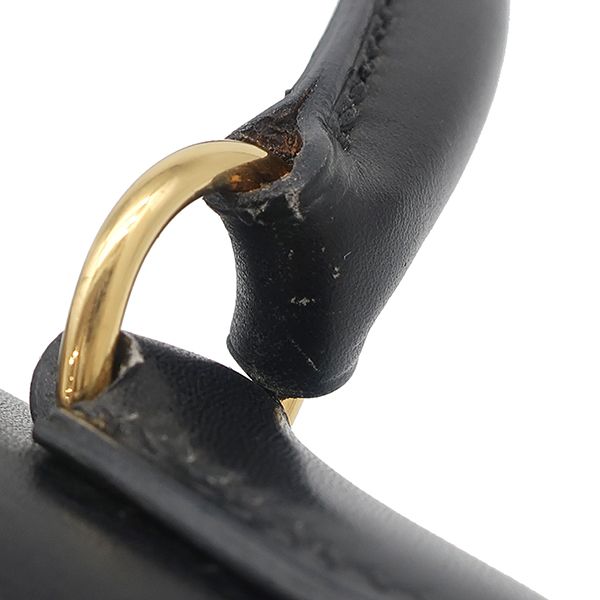 Hermes 2way Bag Kelly 32 Outer Stitch Box Calf Black Gold Hardware Black