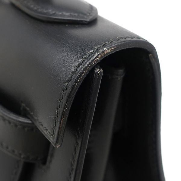 Hermes 2way Bag Kelly 32 Outer Stitch Box Calf Black Gold Hardware Black