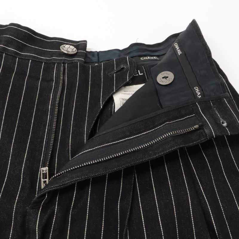 Chanel P51530v38341 15SS Striped Denim Culottes Shorts 36