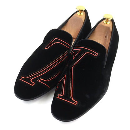 Louis Vuitton Hauteuil Line Velour Opera Shoes With LV Logo Embroidery Slip-on