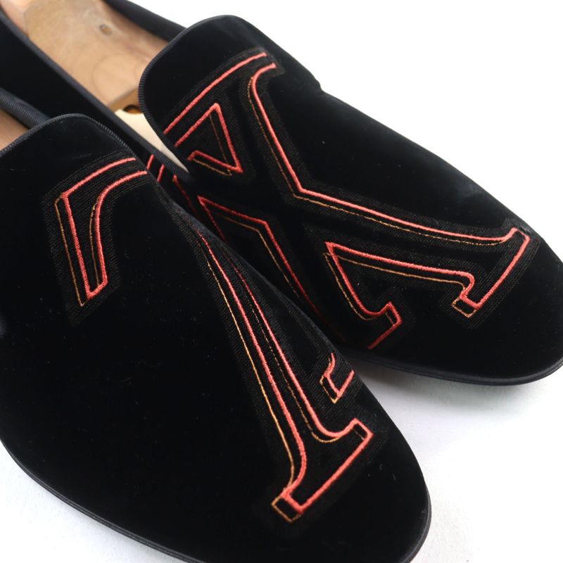 Louis Vuitton Hauteuil Line Velour Opera Shoes With LV Logo Embroidery Slip-on
