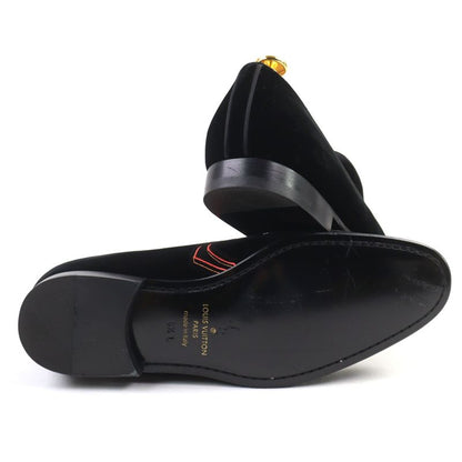 Louis Vuitton Hauteuil Line Velour Opera Shoes With LV Logo Embroidery Slip-on