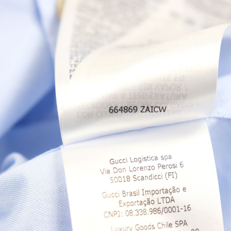 Gucci 22SS 664869 Cotton 100% GG Logo Embroidery Oxford Long Sleeve Shirt With