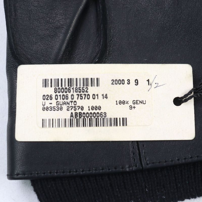 Gucci Leather Lined 100% Cashmere Logo Engraved Gloves Black 9.5 With Box Made