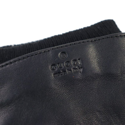 Gucci Leather Lined 100% Cashmere Logo Engraved Gloves Black 9.5 With Box Made