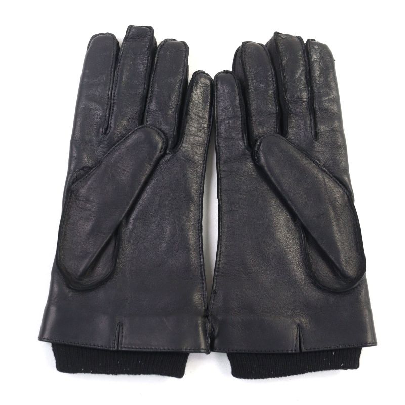 Gucci Leather Lined 100% Cashmere Logo Engraved Gloves Black 9.5 With Box Made
