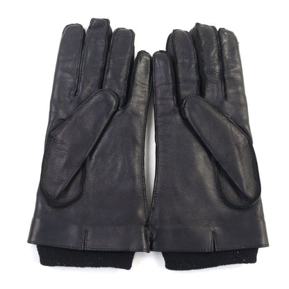 Gucci Leather Lined 100% Cashmere Logo Engraved Gloves Black 9.5 With Box Made