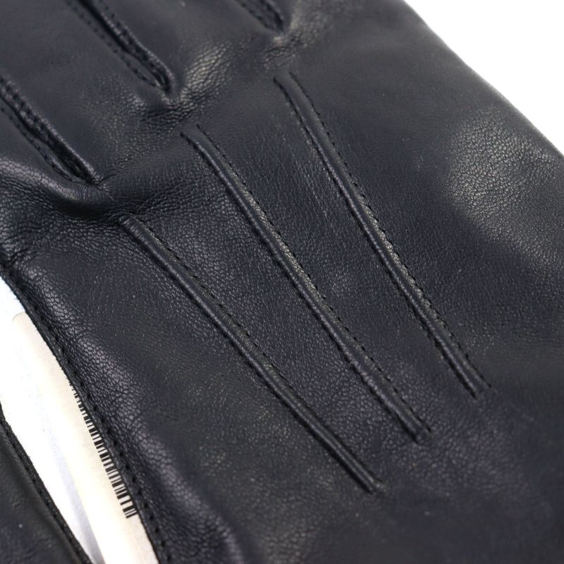 Gucci Leather Lined 100% Cashmere Logo Engraved Gloves Black 9.5 With Box Made