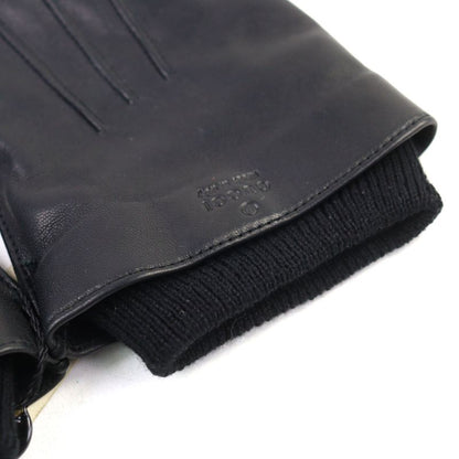 Gucci Leather Lined 100% Cashmere Logo Engraved Gloves Black 9.5 With Box Made