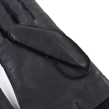 Gucci Leather Lined 100% Cashmere Logo Engraved Gloves Black 9.5 With Box Made