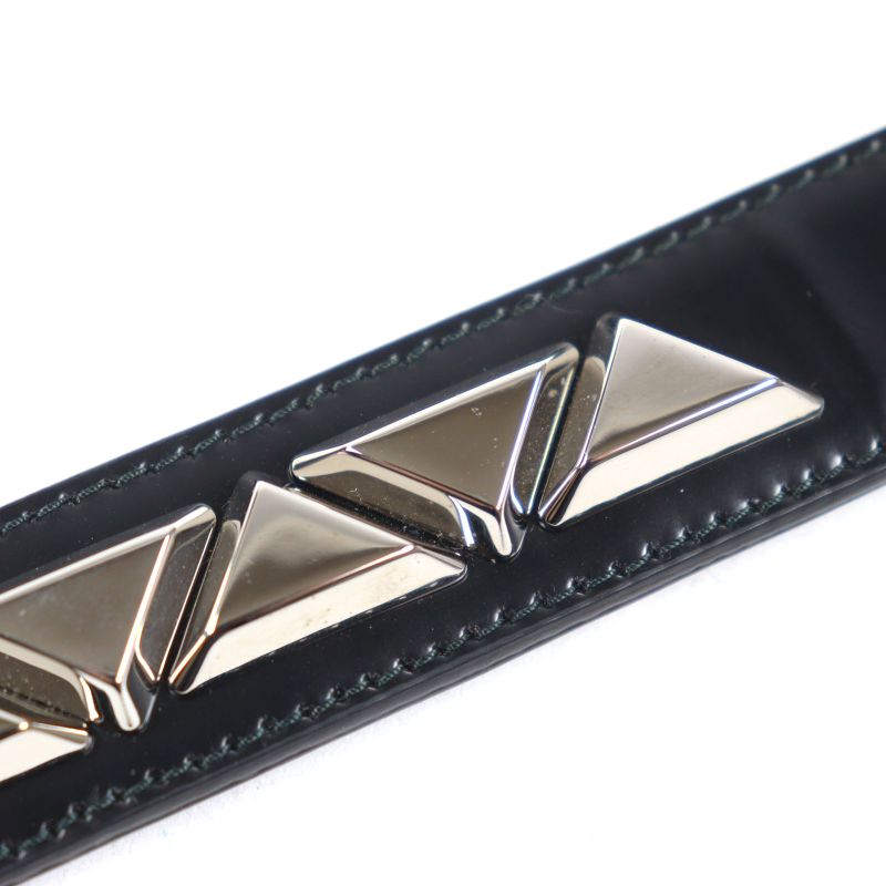 Prada 2yc022 Leather Triangle Logo Pet Collar Black Silver M With Box And