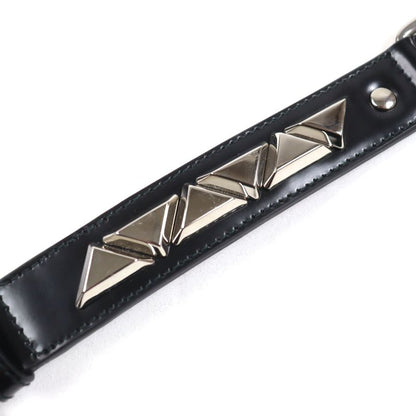 Prada 2yc022 Leather Triangle Logo Pet Collar Black Silver M With Box And