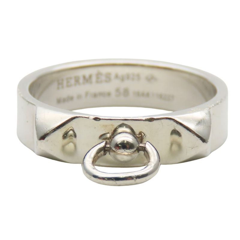 Hermes Ring Collier De Chien PM 58 Silver 925 Approx 5.0 g Studs