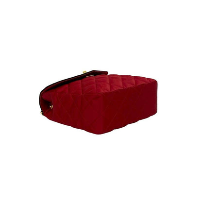 Chanel Chanel Vintage Quilted Satin Chain Shoulder Bag Black Red
