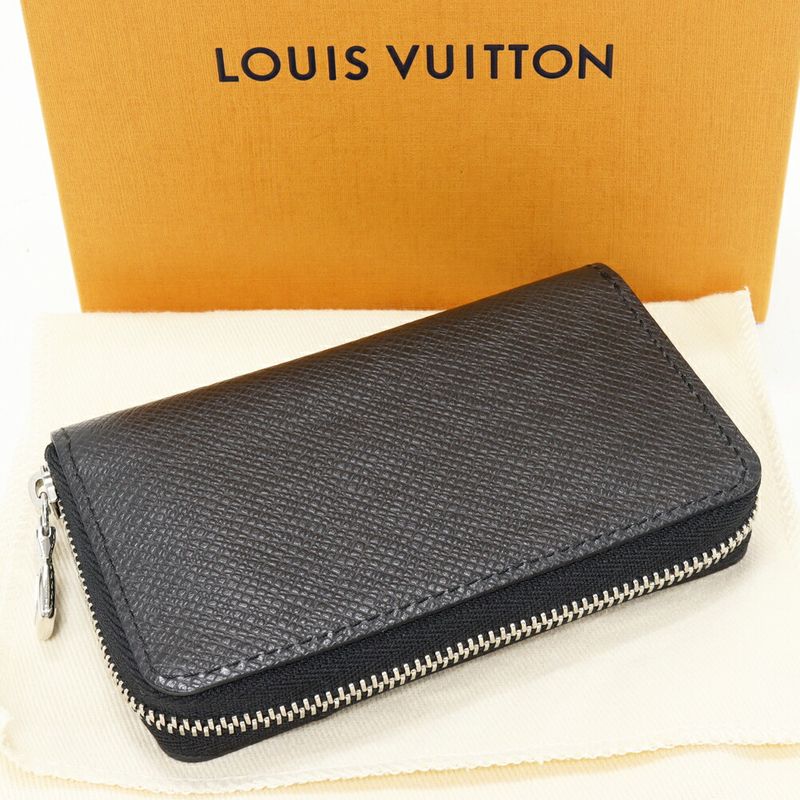 Louis Vuitton Coin Case Taiga Noir Black Zippy Coin Purse M30511