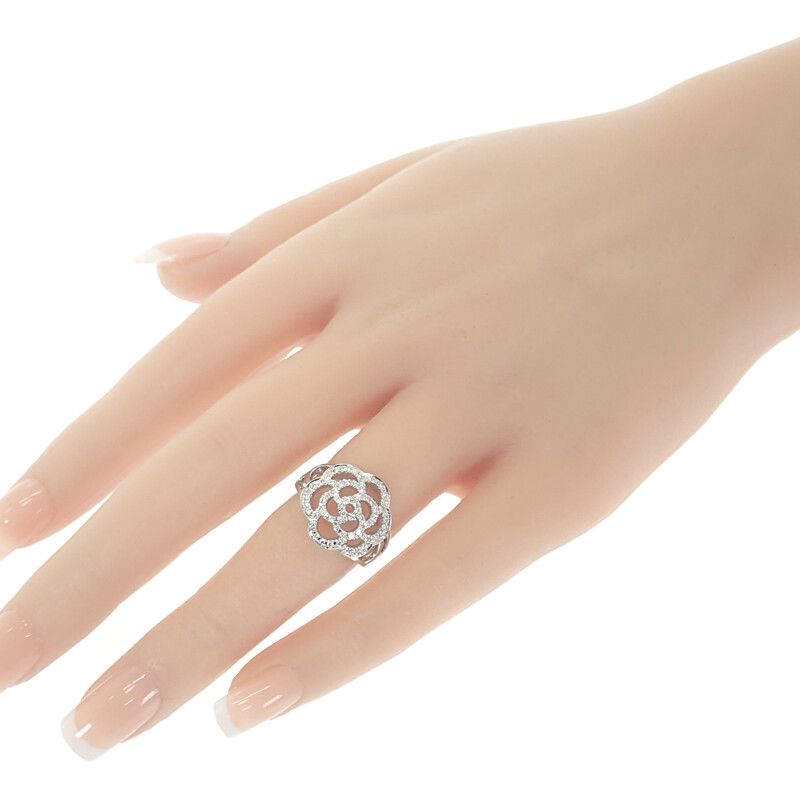 Chanel Camellia Diamond Ring J10807 Size 10 Size 50 Ring 18kwhite Gold 18K