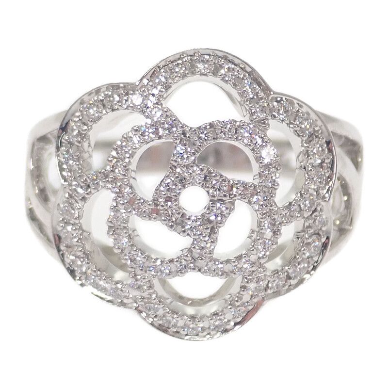 Chanel Camellia Diamond Ring J10807 Size 10 Size 50 Ring 18kwhite Gold 18K