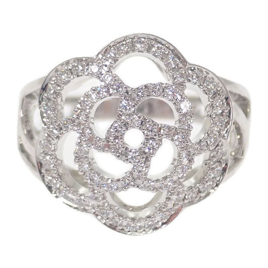 Chanel Camellia Diamond Ring J10807 Size 10 Size 50 Ring 18kwhite Gold 18K