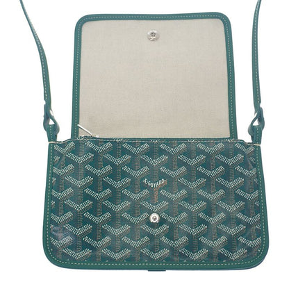 Goyard Plumet Pouch Wallet Herringbone Shoulder Bag Calf Goyardine Canvas Green