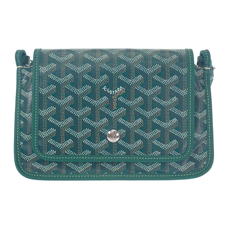 Goyard Plumet Pouch Wallet Herringbone Shoulder Bag Calf Goyardine Canvas Green