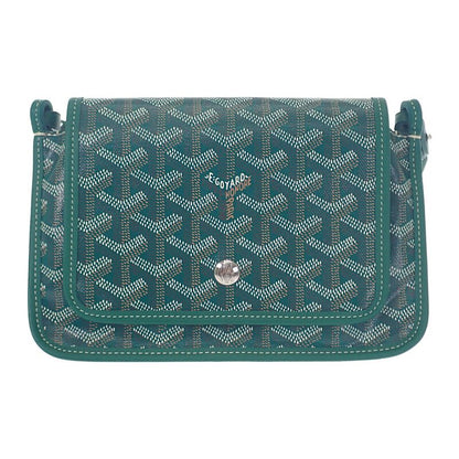 Goyard Plumet Pouch Wallet Herringbone Shoulder Bag Calf Goyardine Canvas Green