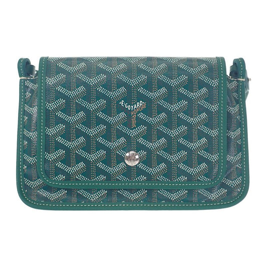 Goyard Plumet Pouch Wallet Herringbone Shoulder Bag Calf Goyardine Canvas Green