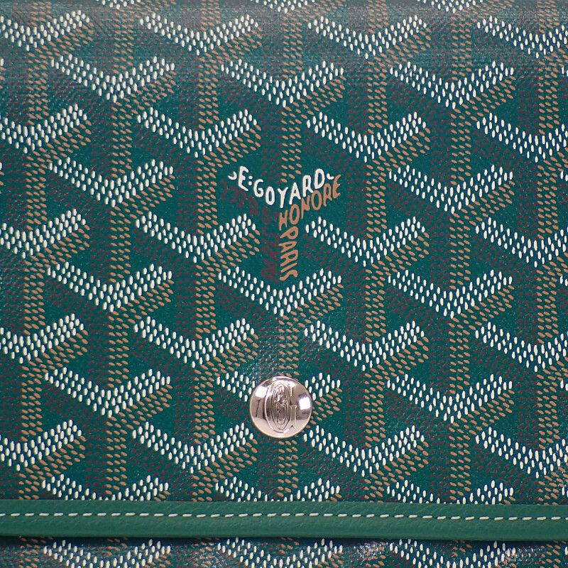 Goyard Plumet Pouch Wallet Herringbone Shoulder Bag Calf Goyardine Canvas Green