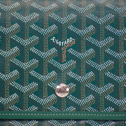 Goyard Plumet Pouch Wallet Herringbone Shoulder Bag Calf Goyardine Canvas Green