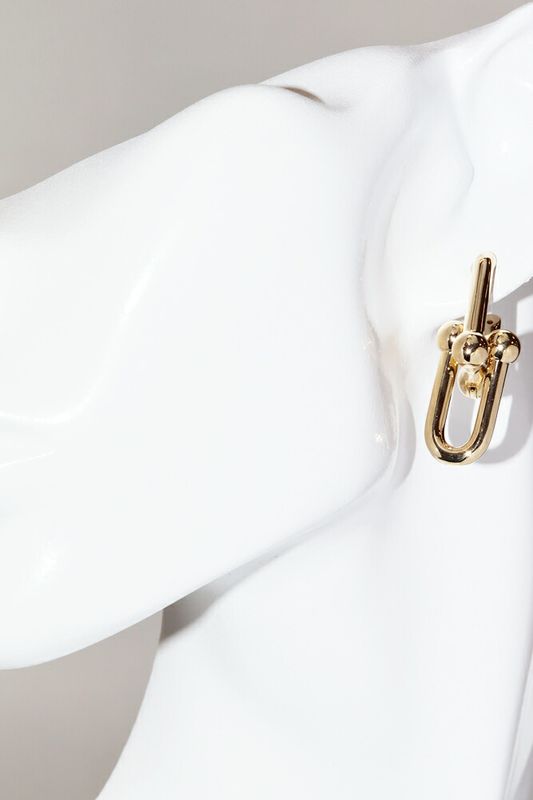 Tiffany & Co Earrings 18K Yellow Gold Hardware Large Link Earrings