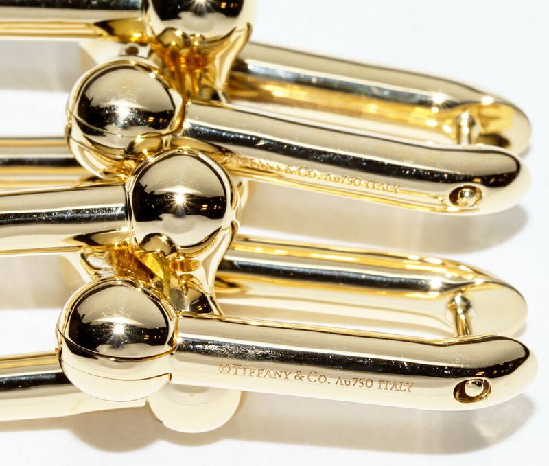 Tiffany & Co Earrings 18K Yellow Gold Hardware Large Link Earrings