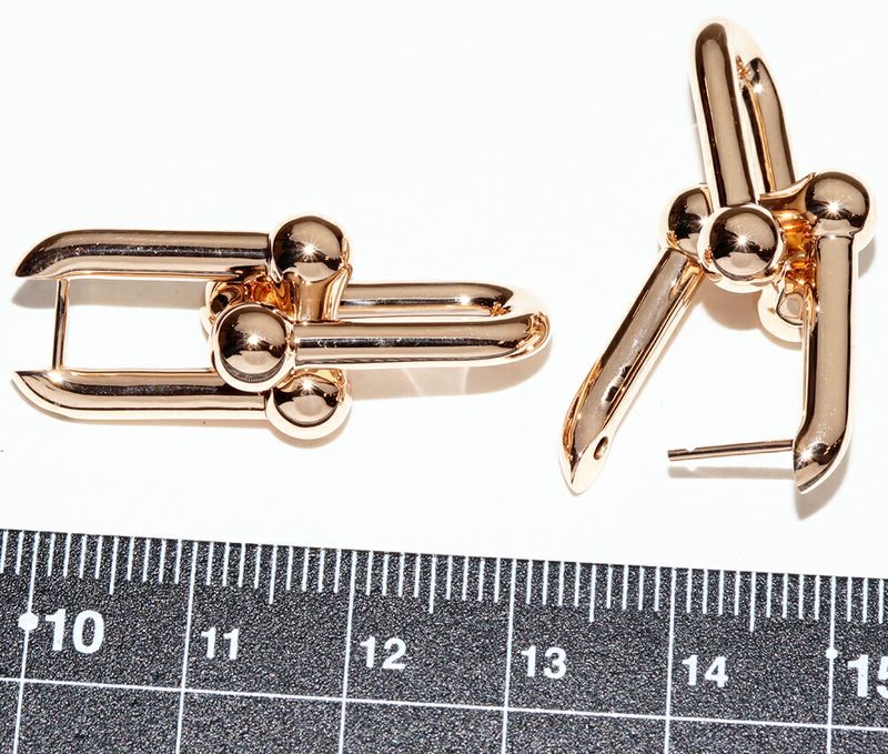 Tiffany & Co Earrings 18K Pink Gold Hardware Large Link Earrings