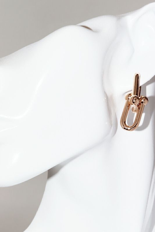 Tiffany & Co Earrings 18K Pink Gold Hardware Large Link Earrings