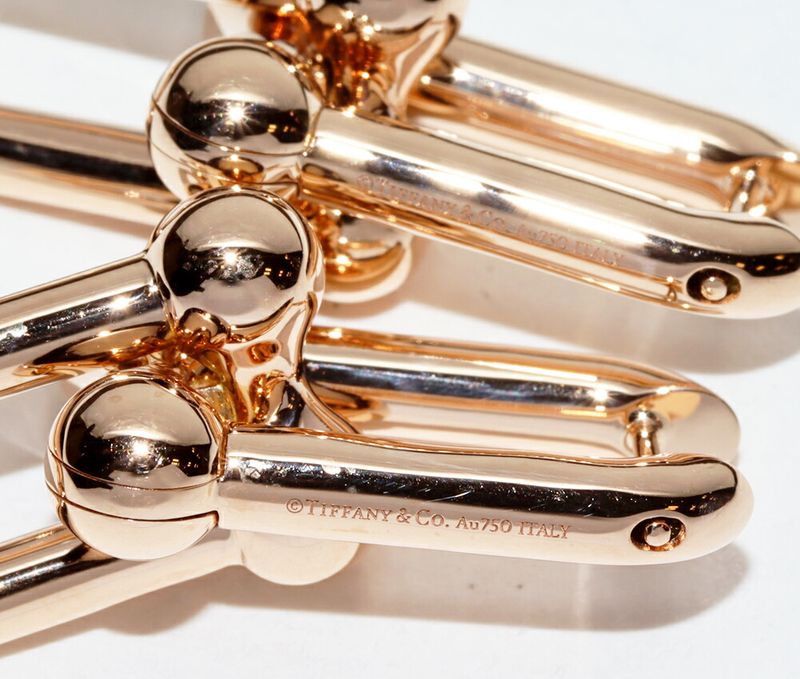 Tiffany & Co Earrings 18K Pink Gold Hardware Large Link Earrings