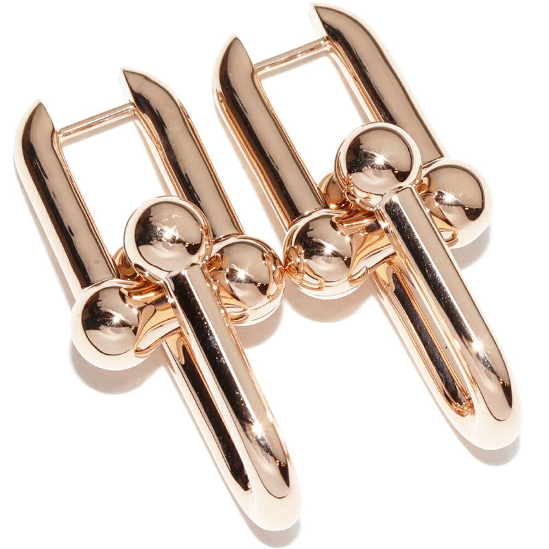 Tiffany & Co Earrings 18K Pink Gold Hardware Large Link Earrings