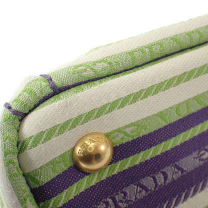 Prada Canapa Tote Striped 1bg439 2WAY Bag Shoulder Bag Canvas Purple Green Gold