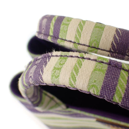 Prada Canapa Tote Striped 1bg439 2WAY Bag Shoulder Bag Canvas Purple Green Gold