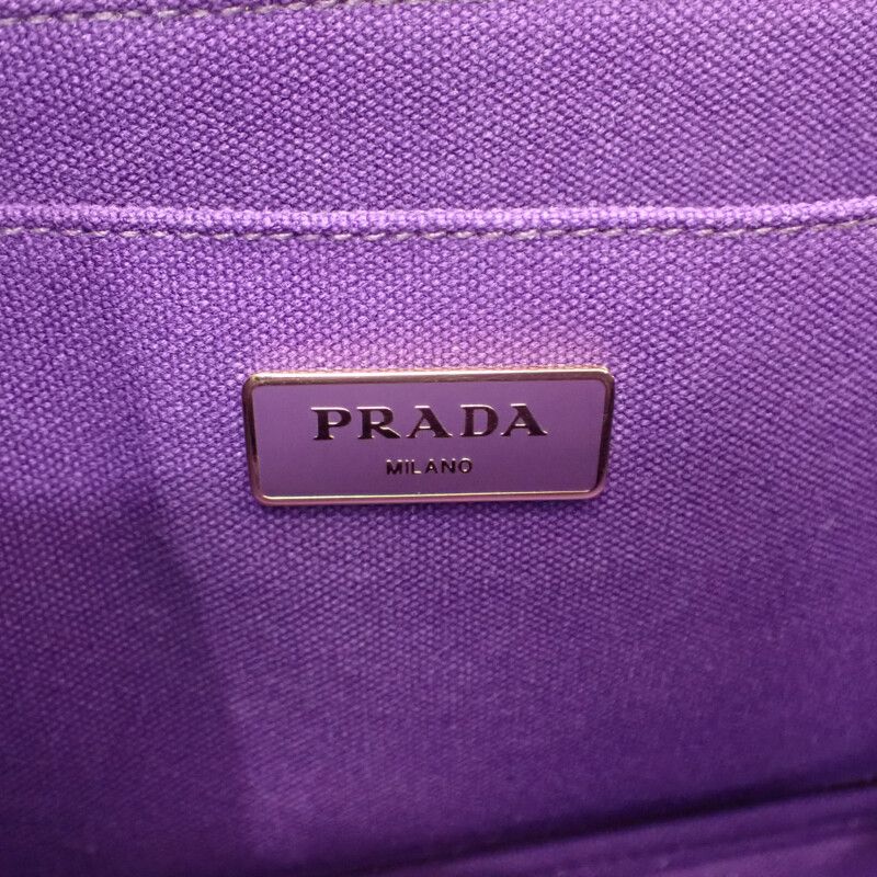 Prada Canapa Tote Striped 1bg439 2WAY Bag Shoulder Bag Canvas Purple Green Gold