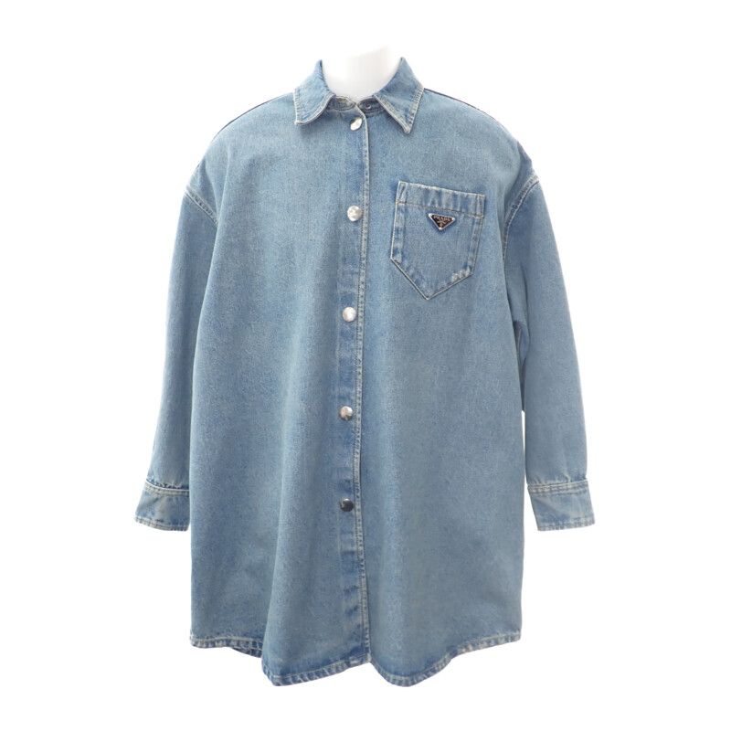 Prada Oversized Organic Denim 38 Gfc036_13z6_f0ban_s_ooo Long Sleeve Shirt