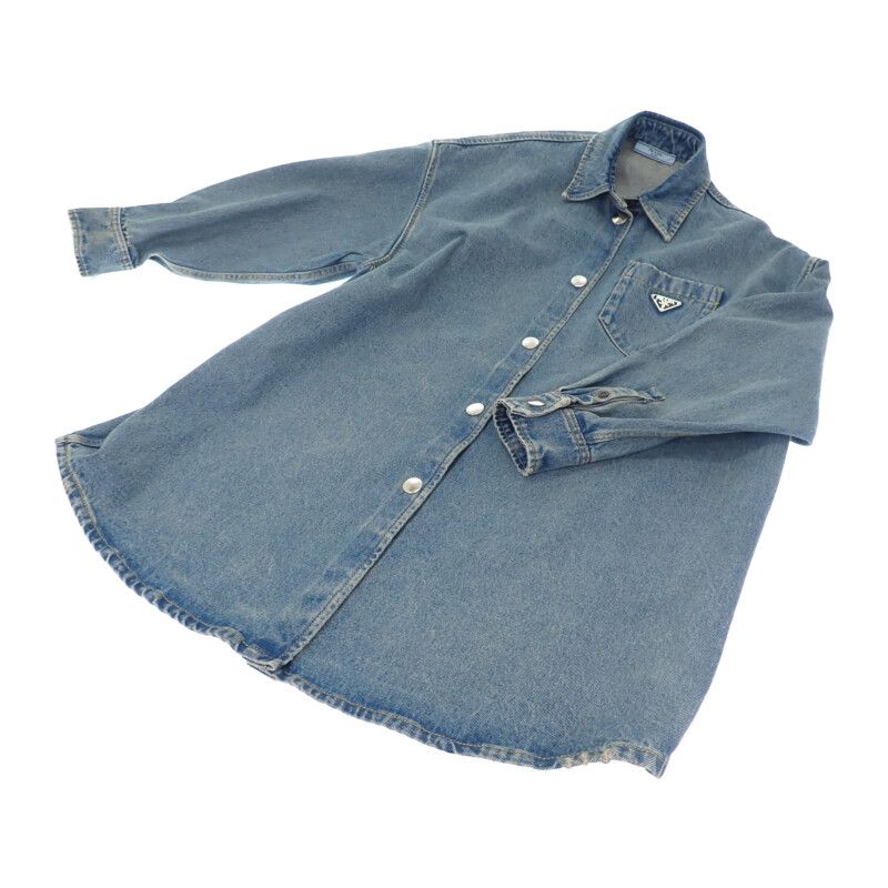 Prada Oversized Organic Denim 38 Gfc036_13z6_f0ban_s_ooo Long Sleeve Shirt