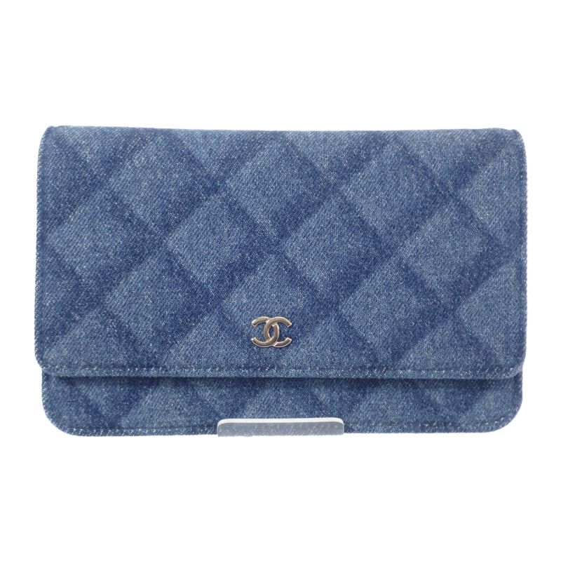 Chanel Classic Chain Wallet Ap0250 Long Wallet Denim Navy Gold Hardware Ladies