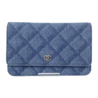 Chanel Classic Chain Wallet Ap0250 Long Wallet Denim Navy Gold Hardware Ladies