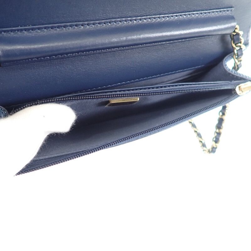 Chanel Classic Chain Wallet Ap0250 Long Wallet Denim Navy Gold Hardware Ladies