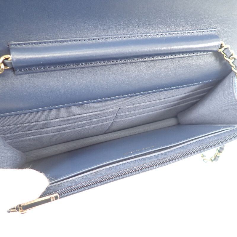 Chanel Classic Chain Wallet Ap0250 Long Wallet Denim Navy Gold Hardware Ladies
