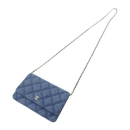 Chanel Classic Chain Wallet Ap0250 Long Wallet Denim Navy Gold Hardware Ladies
