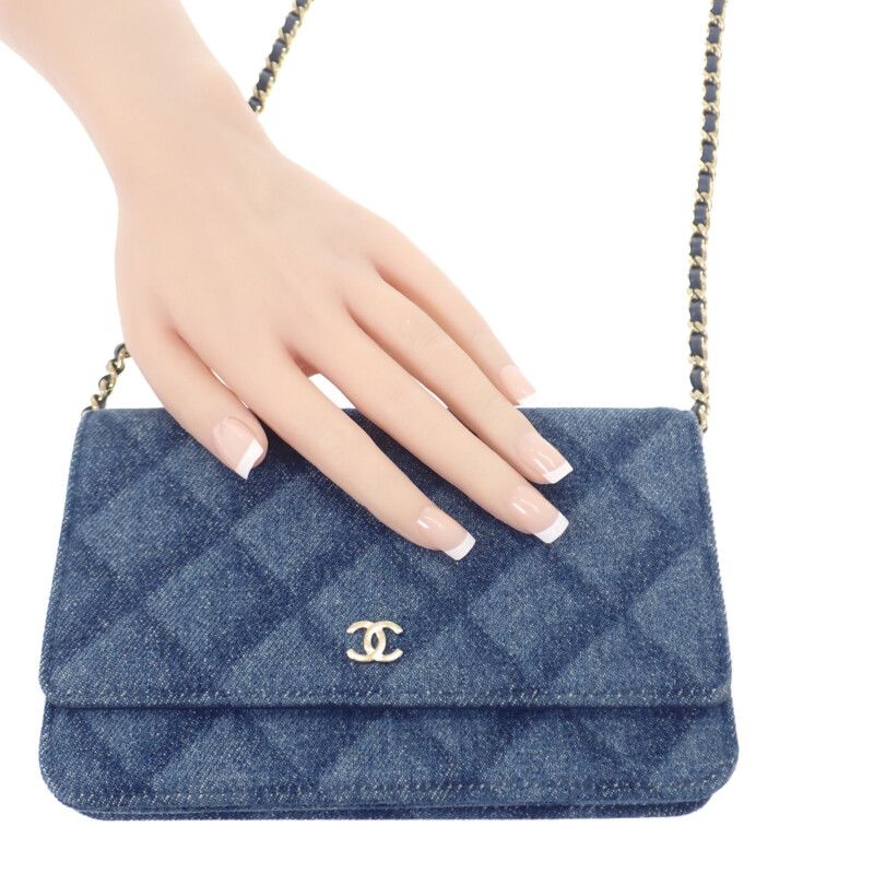 Chanel Classic Chain Wallet Ap0250 Long Wallet Denim Navy Gold Hardware Ladies