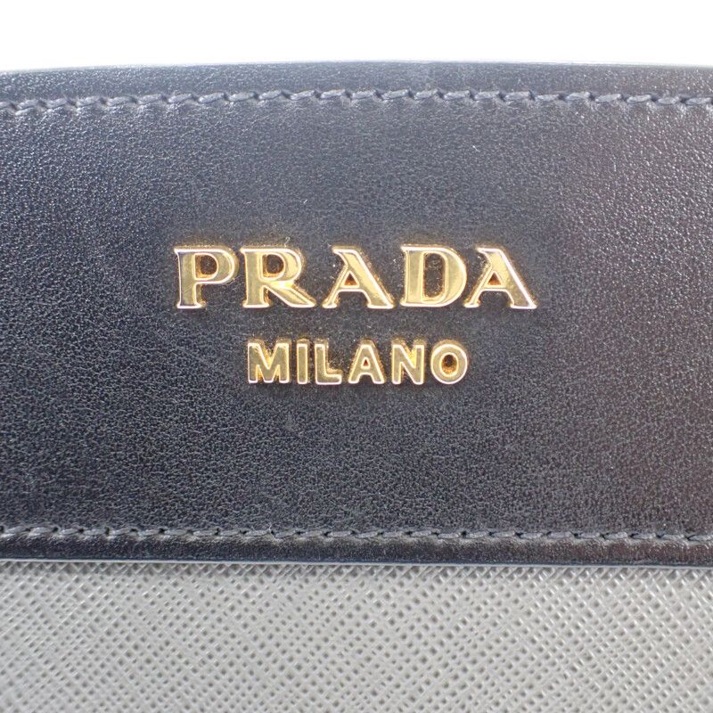 Prada Esplanade Bag 1bh043 Shoulder Bag Saffiano Gray Black Ladies [AB Rank